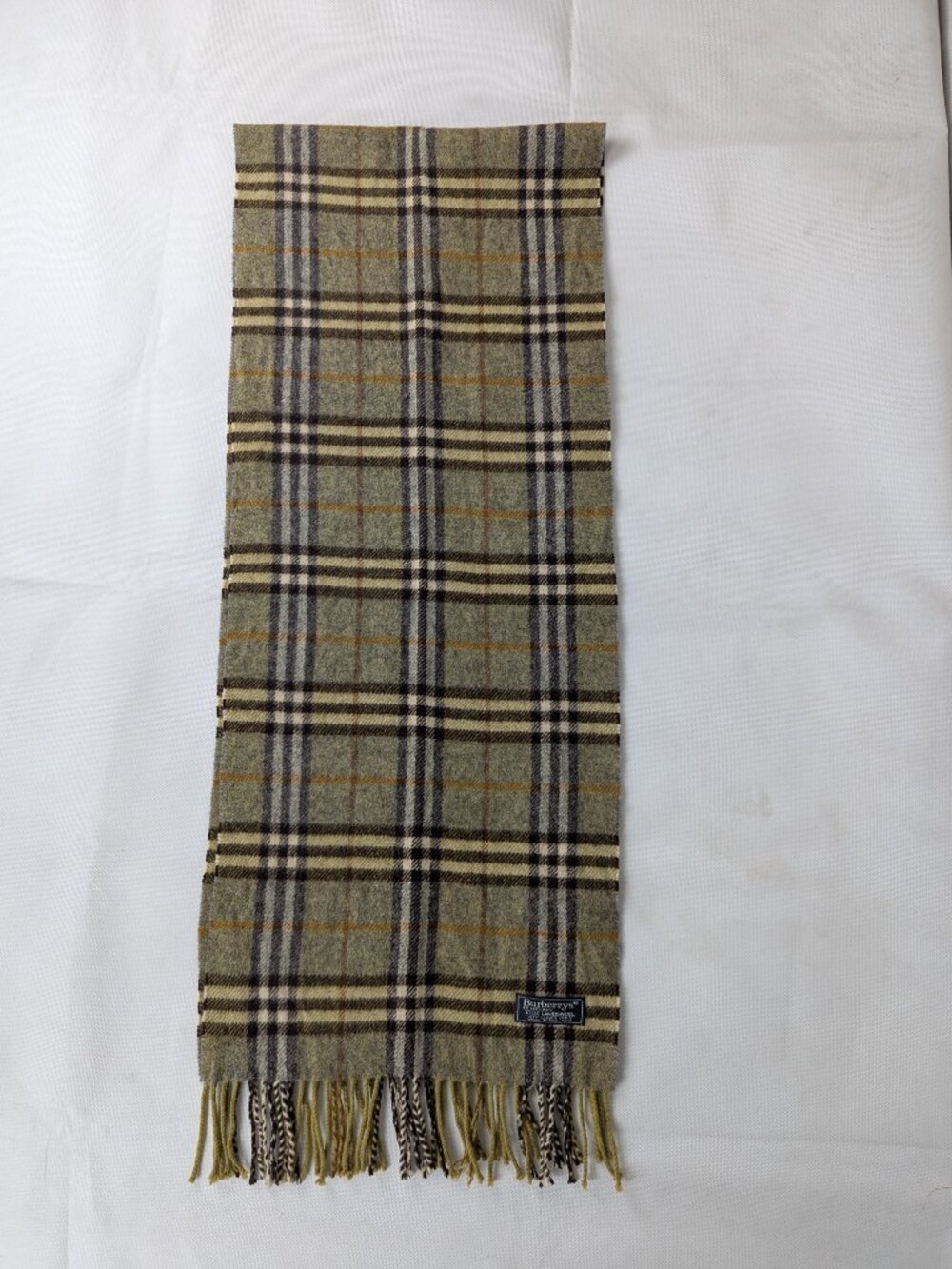 Burberry Check Green Scarf Unisex | 100% Lambswool Authentic | Used - Picture 4 of 7